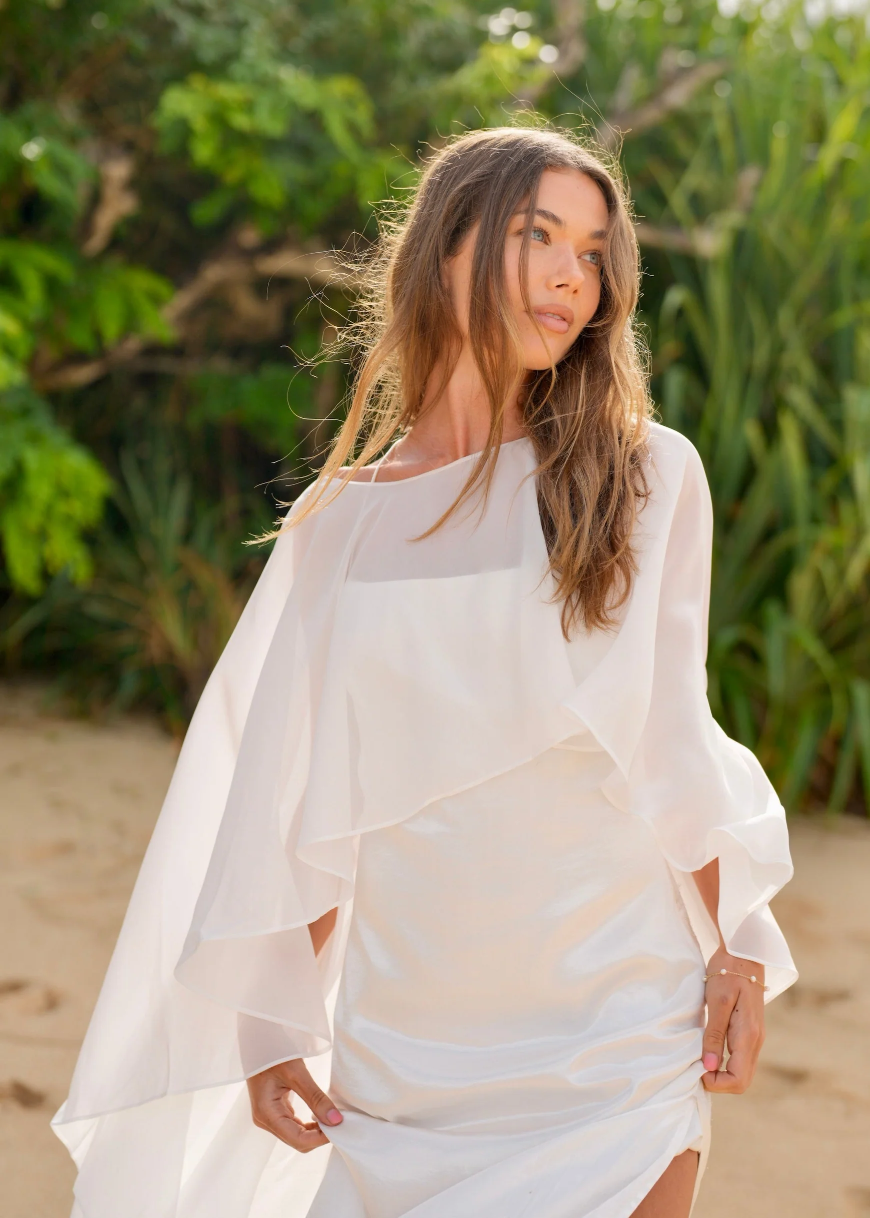 Bridal Chiffon Cape - Image 8