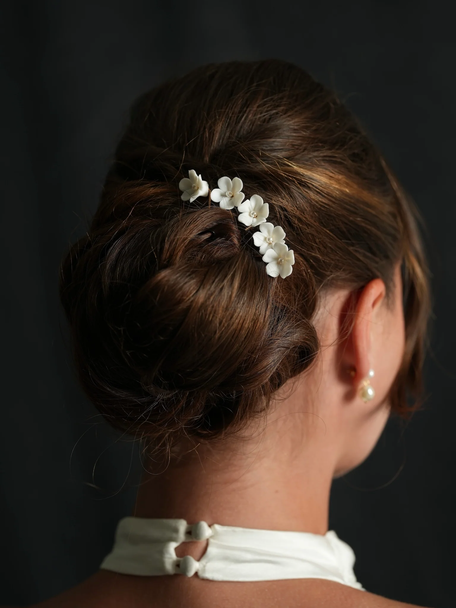 Dainty Bridal Ceramic Flower Hairpins, Set of 5 - Image 7