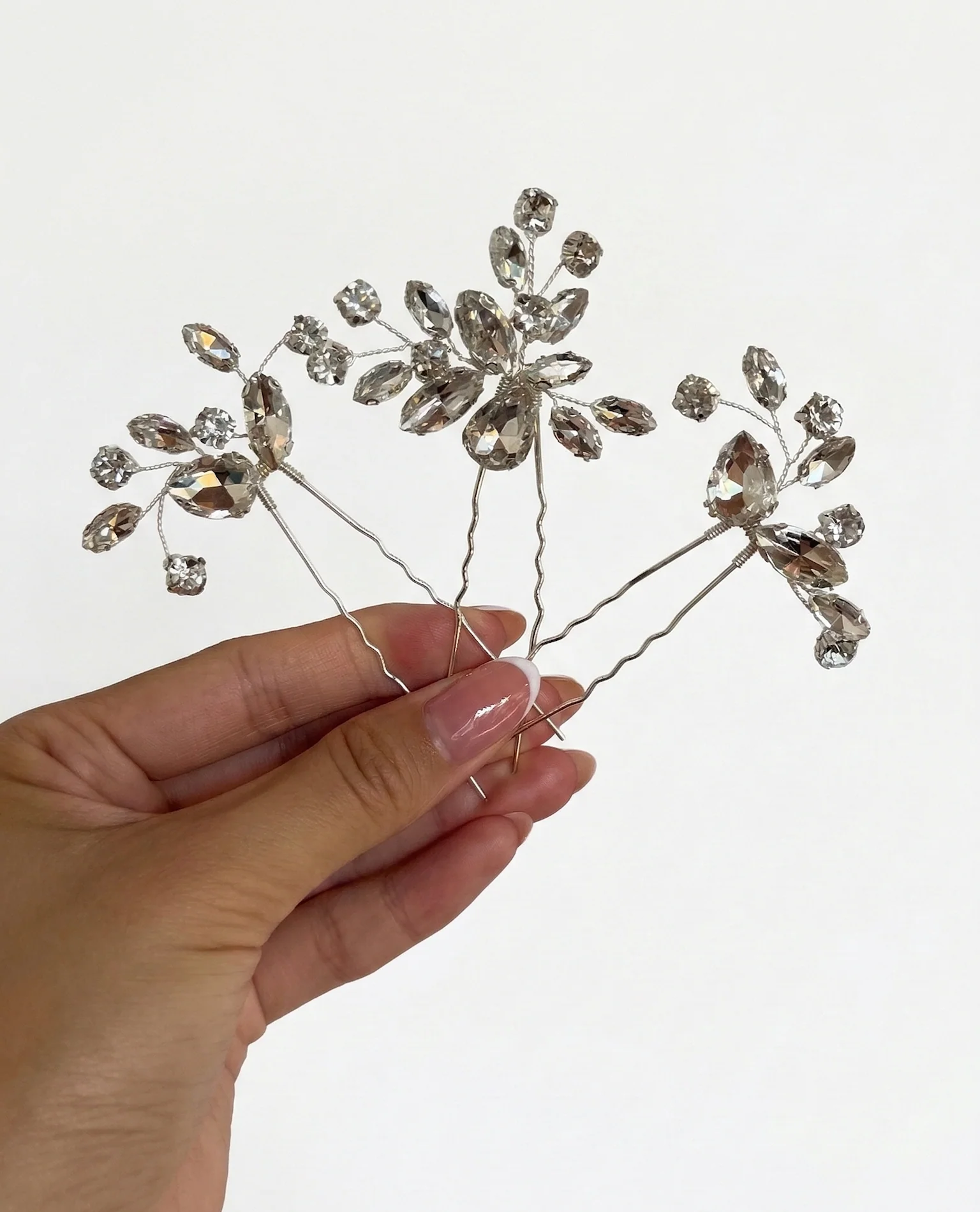 Bridal Rhinestone Hairpins, Set of 3 - Image 5