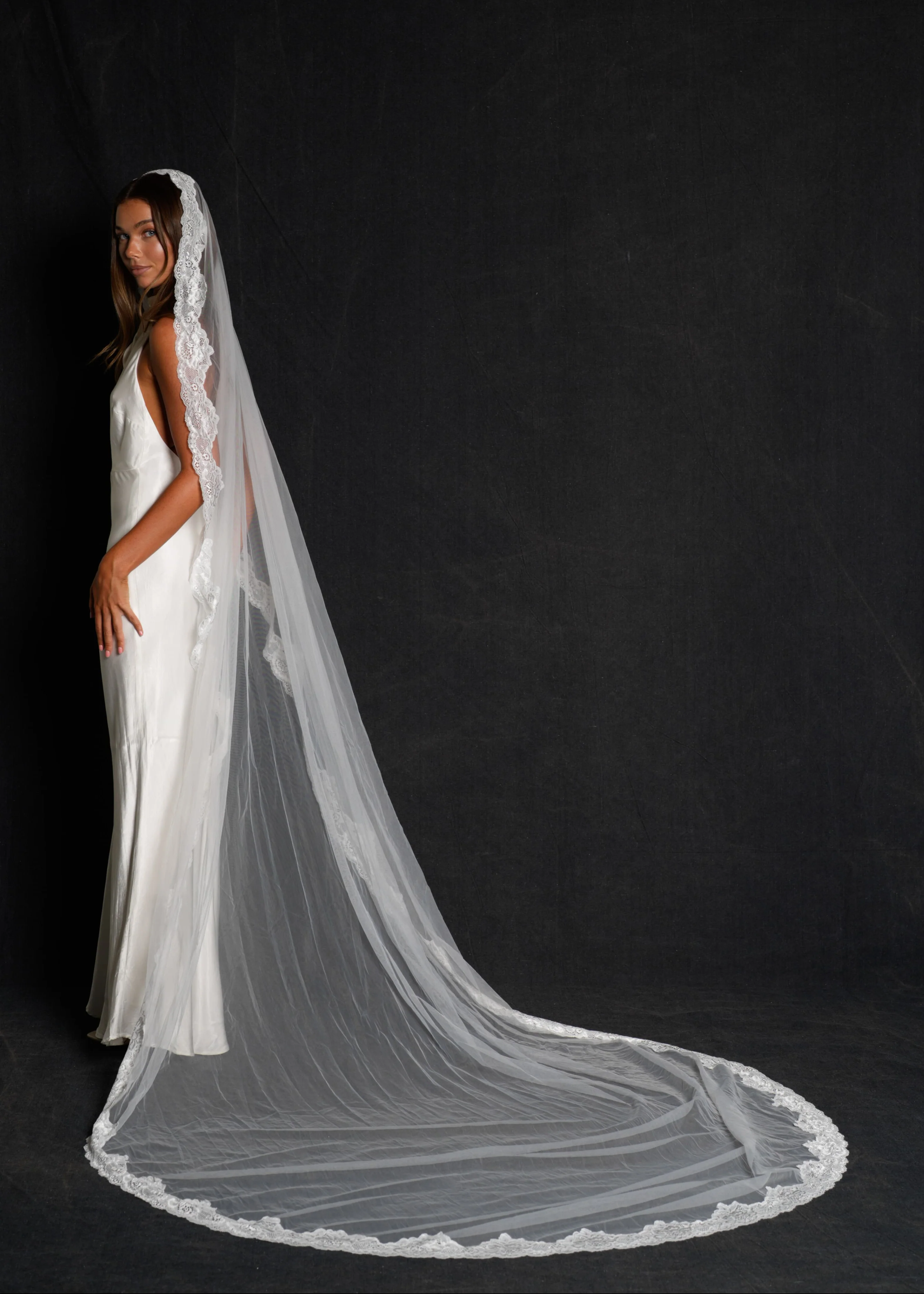 Mantilla Lace Veil, Single Tier, Cathedral Length - Image 6