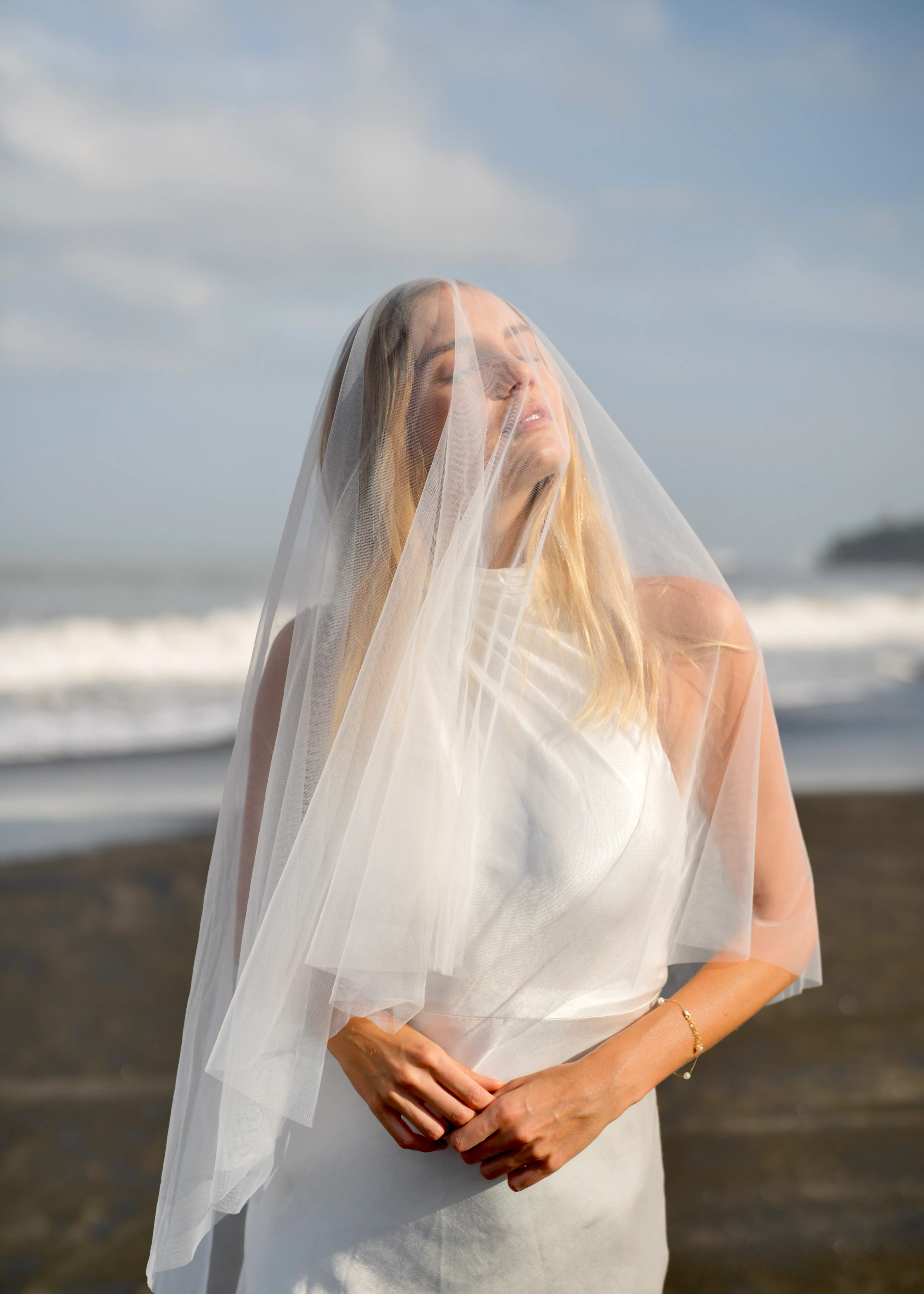 Simple Plain Classic Veil, Cathedral Length, Two Tier - Image 3