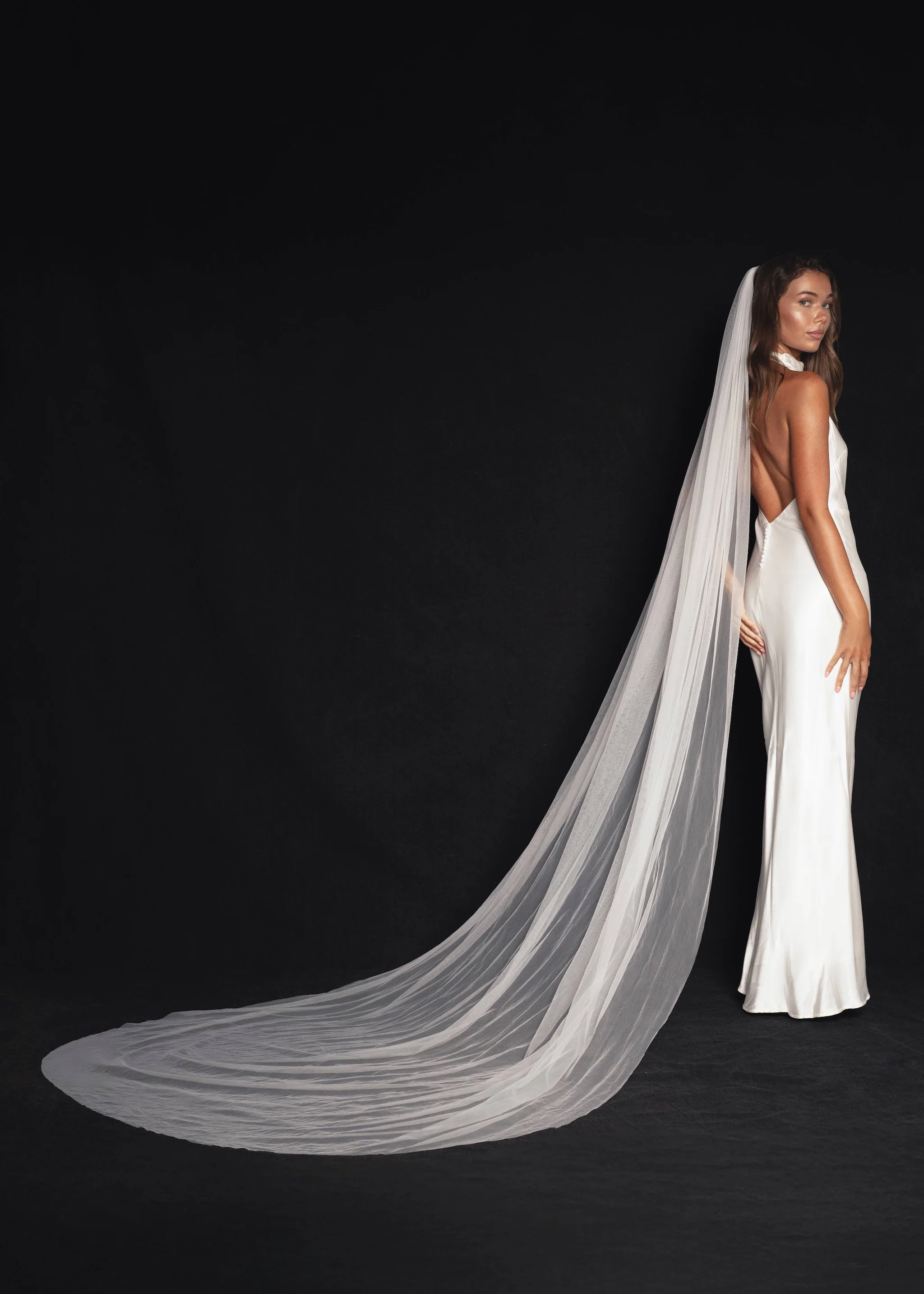 Simple Plain Classic Veil, Cathedral Length, Single Tier - Image 5