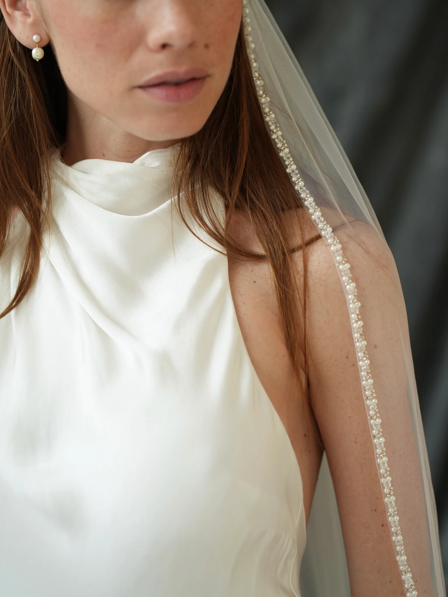 Pearl Beaded Edge Veil, Single Tier, Cathedral Length - Image 16