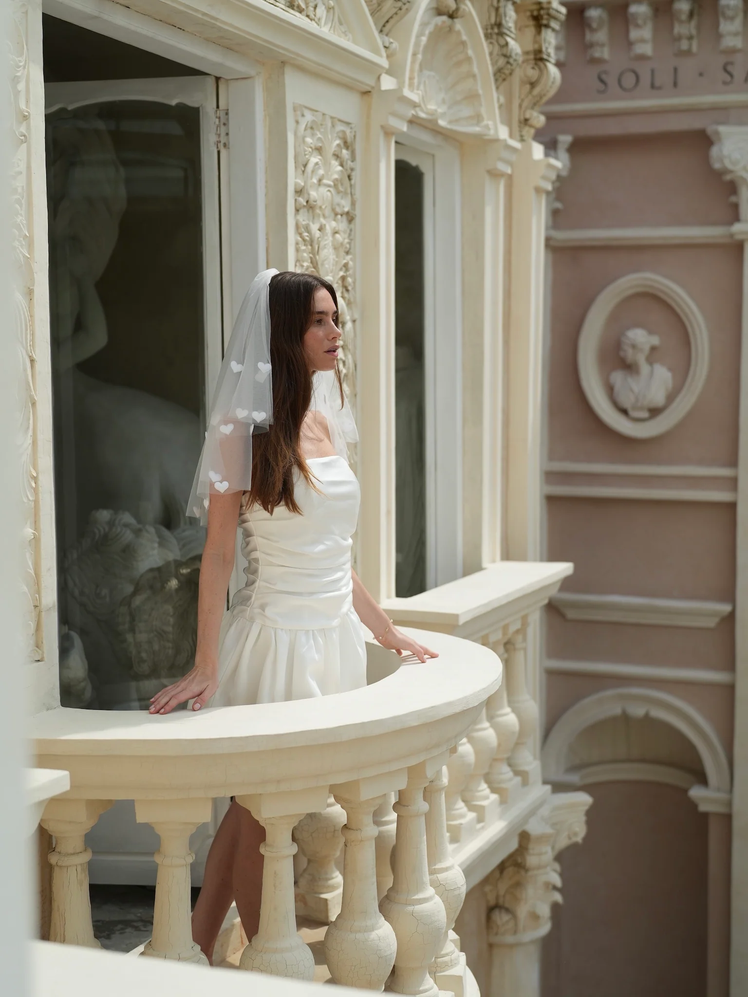 Mini Heart Short Two Tier Bachelorette Veil - Image 4