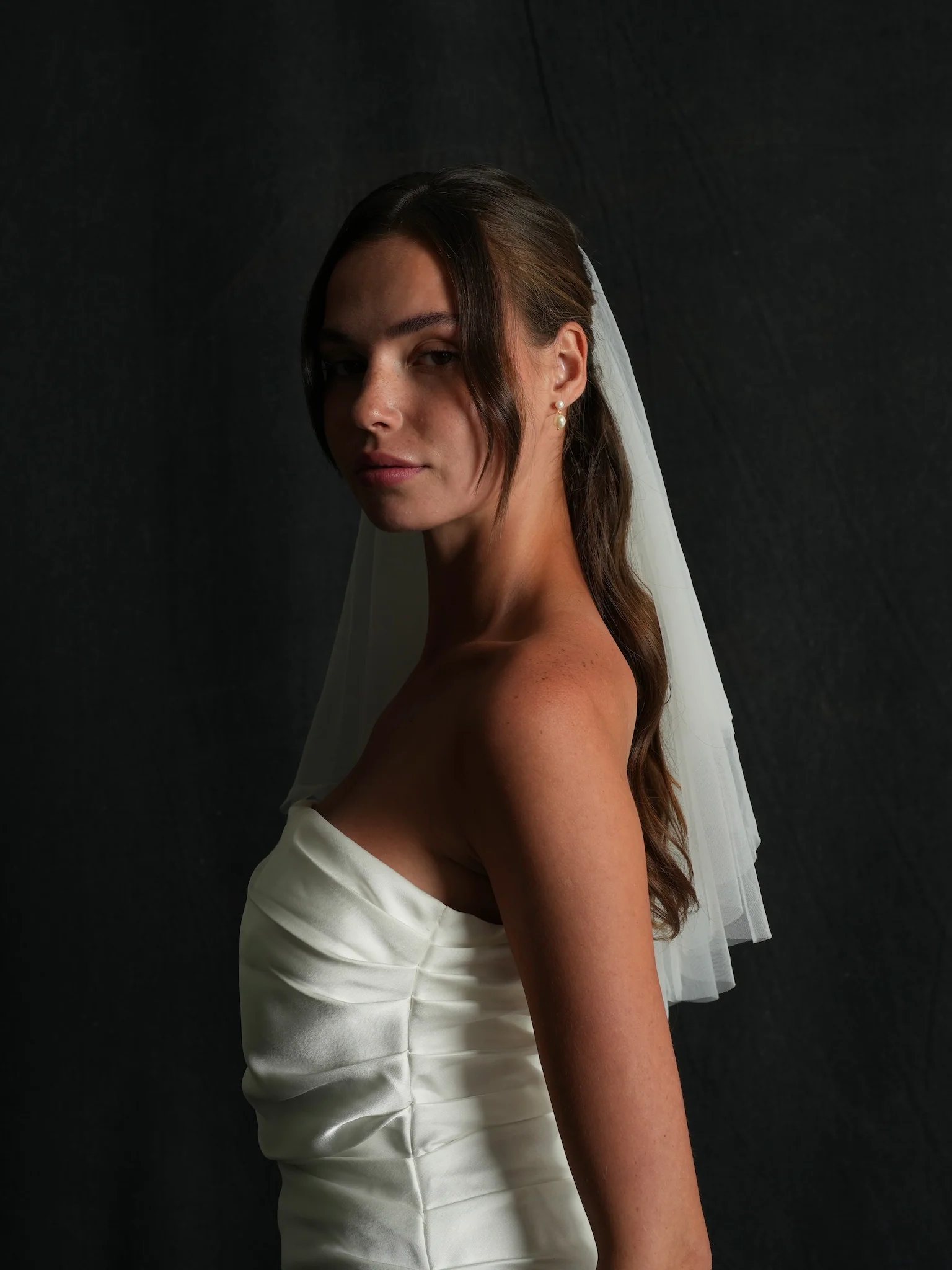 Mini Simple Plain Short Two Tier Bachelorette Veil - Image 11