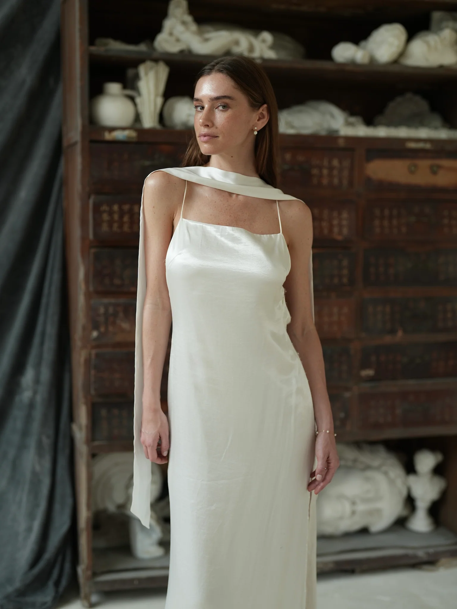 Mulberry Silk Fingertip Bridal Neck Scarf - Image 4