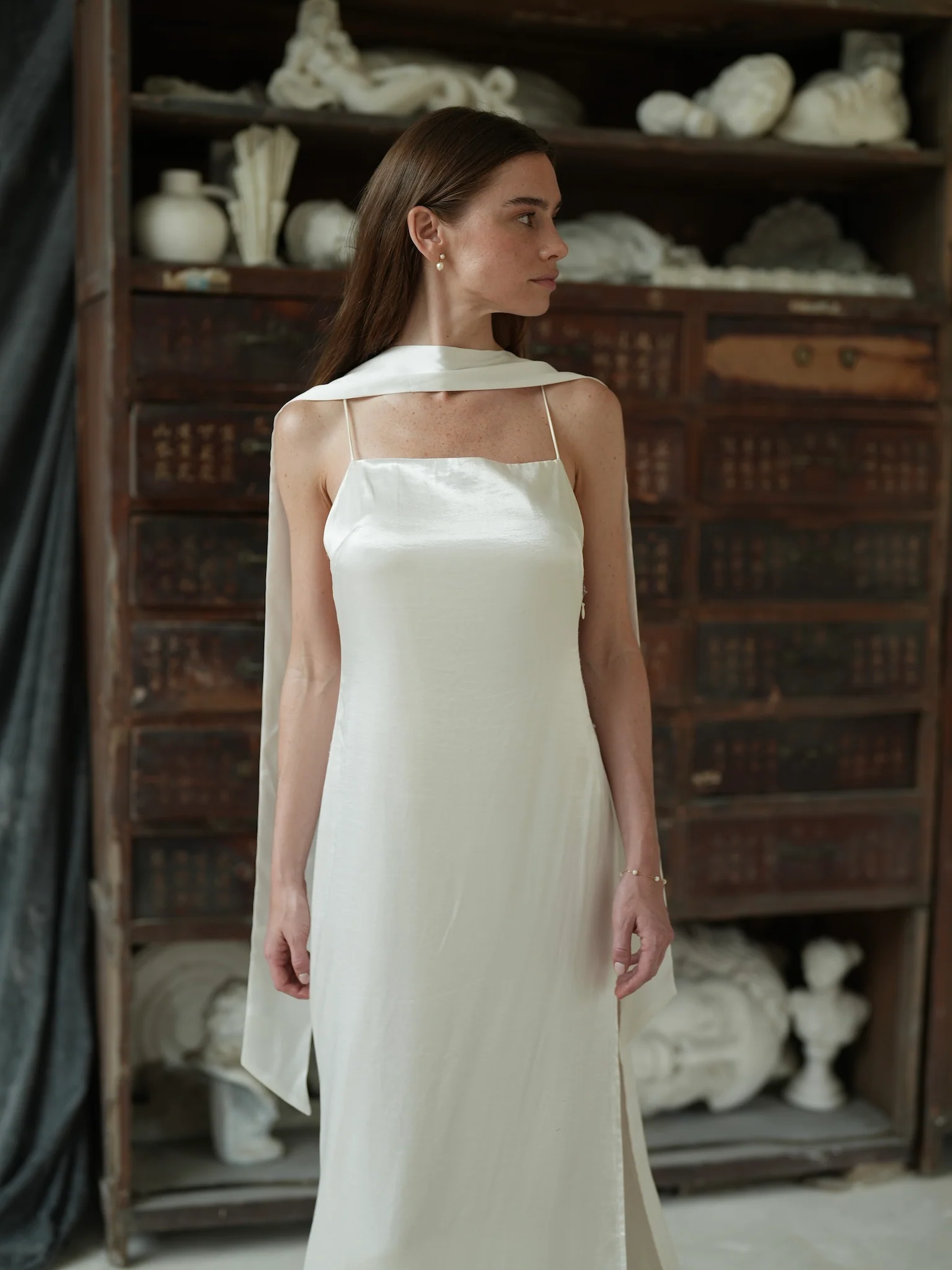 Mulberry Silk Fingertip Bridal Neck Scarf - Image 5